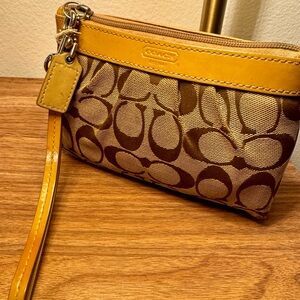 Coach Brown logo Wristlet
